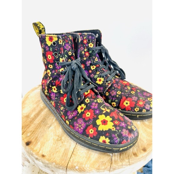 Dr. Martens Other - Dr Martens Marley Floral Canvas Lace Up Boots‎ Girls 3 Flowers